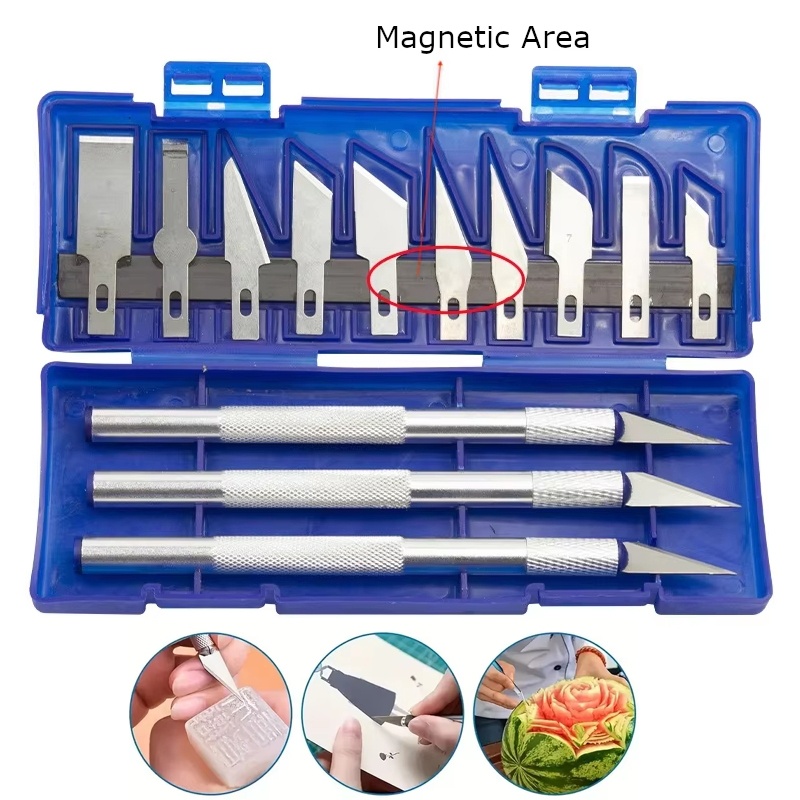 Craft Knife Set - 13pcs Metal Scalpel Knife Portable Blue