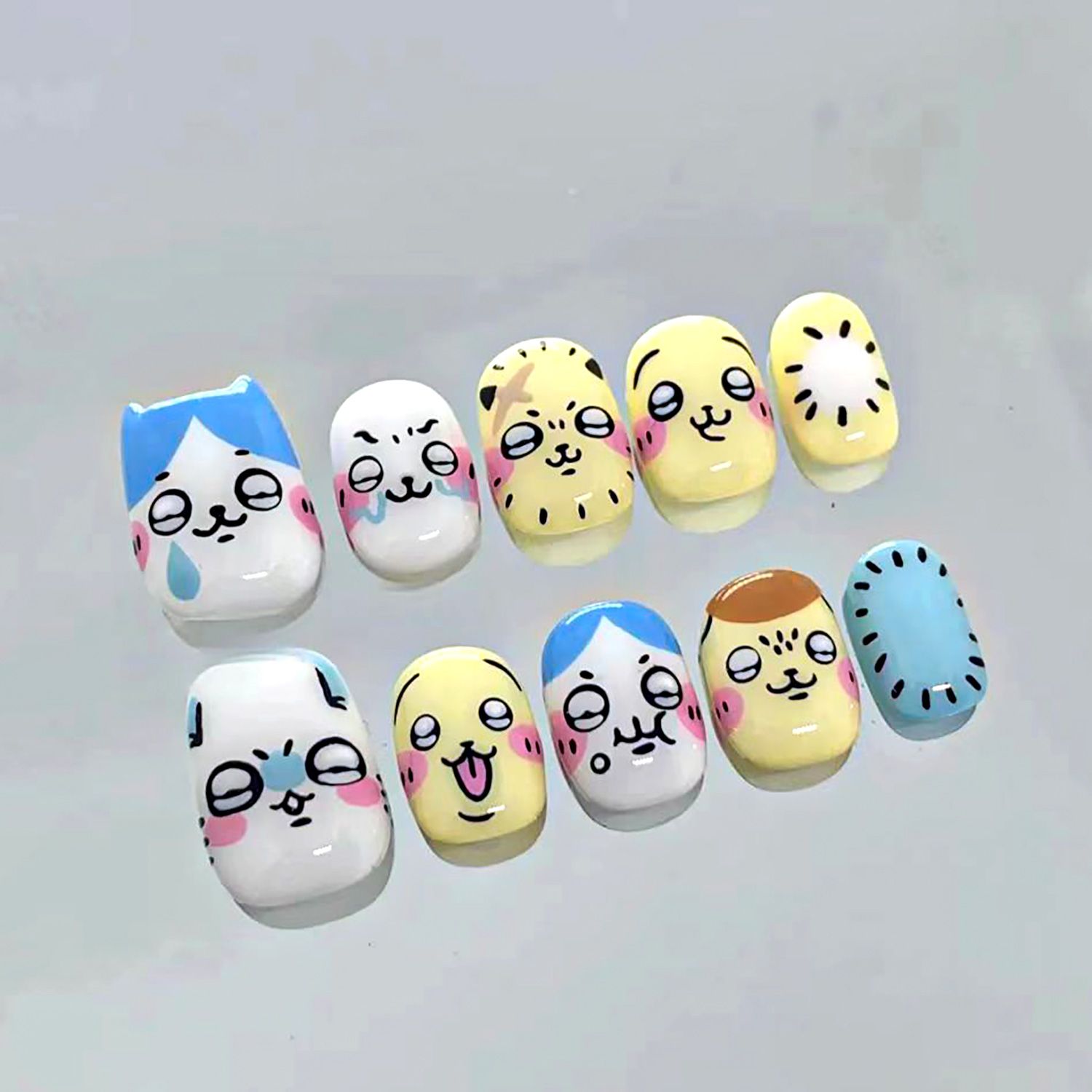 Detachable Cosplay Prop - Cute cartoon Rakko press-on nails Chiikawa