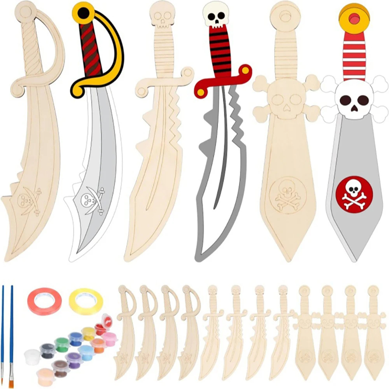 Wooden DIY Drawing Pirate Wood - Cosplay Prop Painting ulasan dan harga