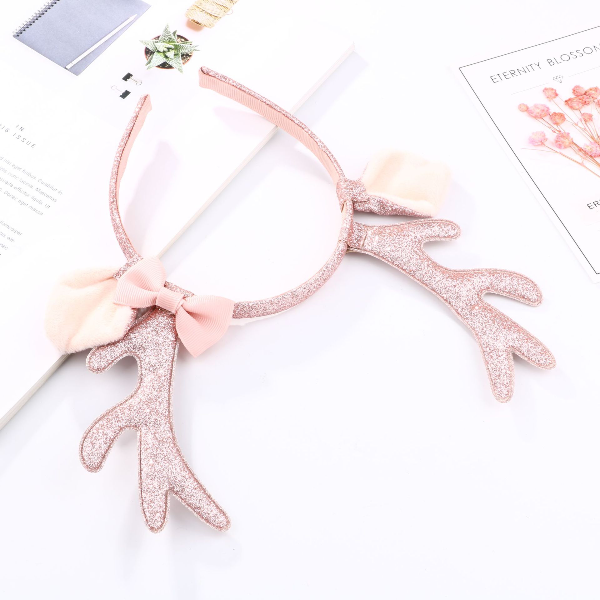 Cute Pink Glitter Reindeer Ant - Cosplay Prop Bow ulasan dan harga