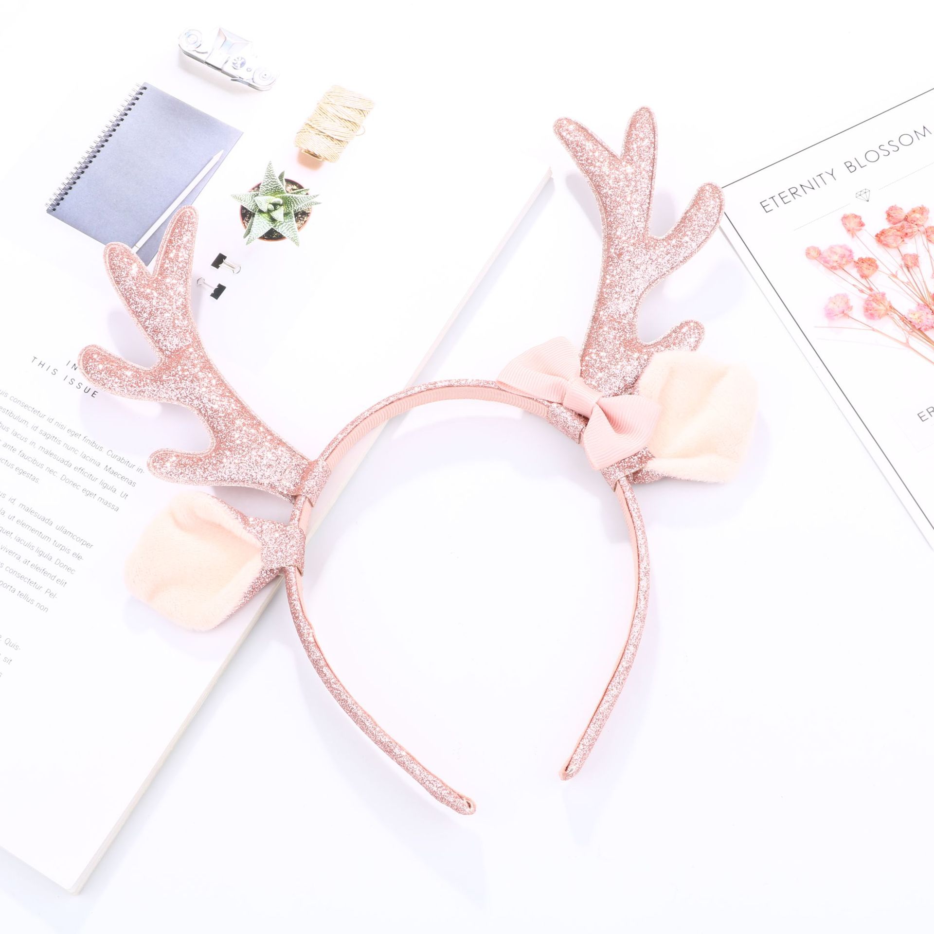 Cute Pink Glitter Reindeer Ant - Cosplay Prop Bow ulasan dan harga